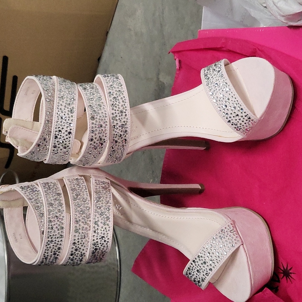 Shoedazzle pink crystal heels